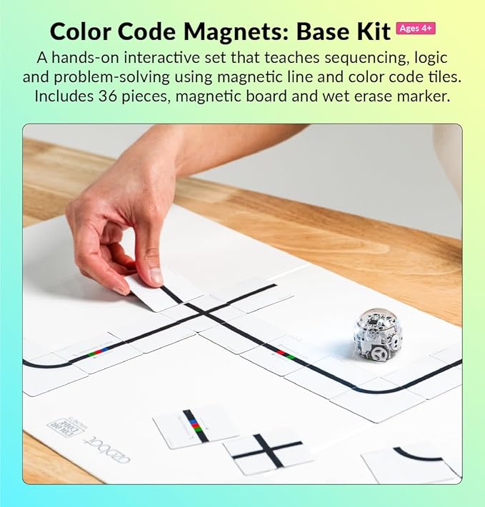 Ozobot Color Code Magnets Base Kit, Interactive Coding Learning Tool for Kids Ages 5+, Enhances Logic & Problem Solving Skills, Classroom Education, 36 Tiles, Evo Required Not Included