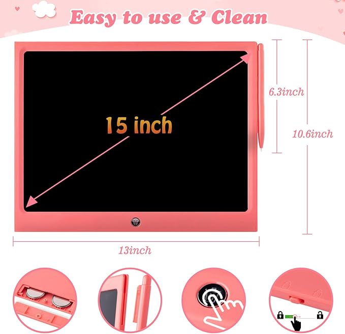 LCD Writing Tablet Kids Toys -15 Inch Toddler Toys Learning Drawing Pad Toys for 3 4 5 6 7 8 Years Boys Girls Birthday Christmas Easter Thanksgiving Gift Creative Doodle Board