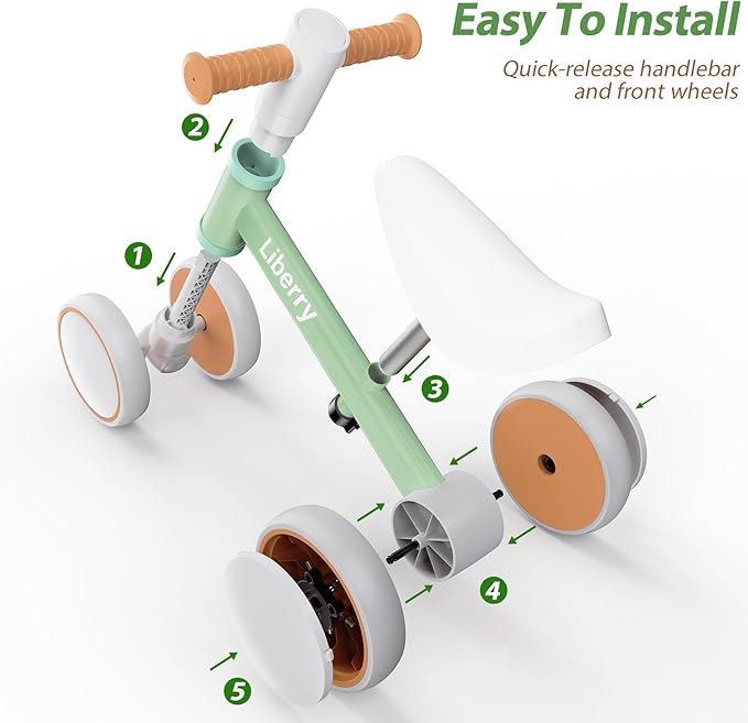 Liberry Baby Balance Bike with Light Up Wheels Age 1 2 3 Years Old, No Pedal 4 Silence Wheel Toddler Bike, First Baby Riding Toy Birthday Christmas Gift for Boys Girls (Green)