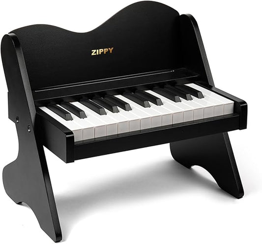 ZIPPY Kids Piano Keyboard, 25 Keys Digital Piano for Kids, Volume Adjustable, Mini Music Educational Instrument Toy, Wood Toy for Toddlers Girls Boys (Black)