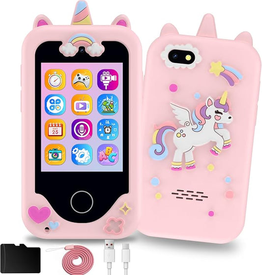 Kids Phone for Girls,Christmas Birthday Gifts for 3 4 5 6 7 8 Years Old Kids,Touchscreen Learning Toys for Girls Age 3-11 with Dual Camera