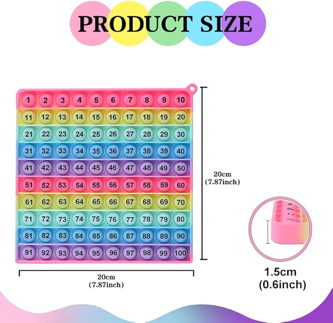 Number Game P0PP Math Toy, Exercise Children's Logical Thinking, Relieve Stress, Fidget Game for Teachers to Create a Variety of Math Operations [1-100 Number Table]