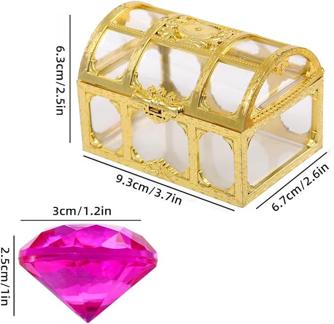 Diving gem Pool Toys Sand Toys,14 Color Diamond Treasure Chest Summer Swimming gems Pirate Diving Toy Set Underwater Swimming toyChildren's Game Gifts for Boys and Girls(Golden)