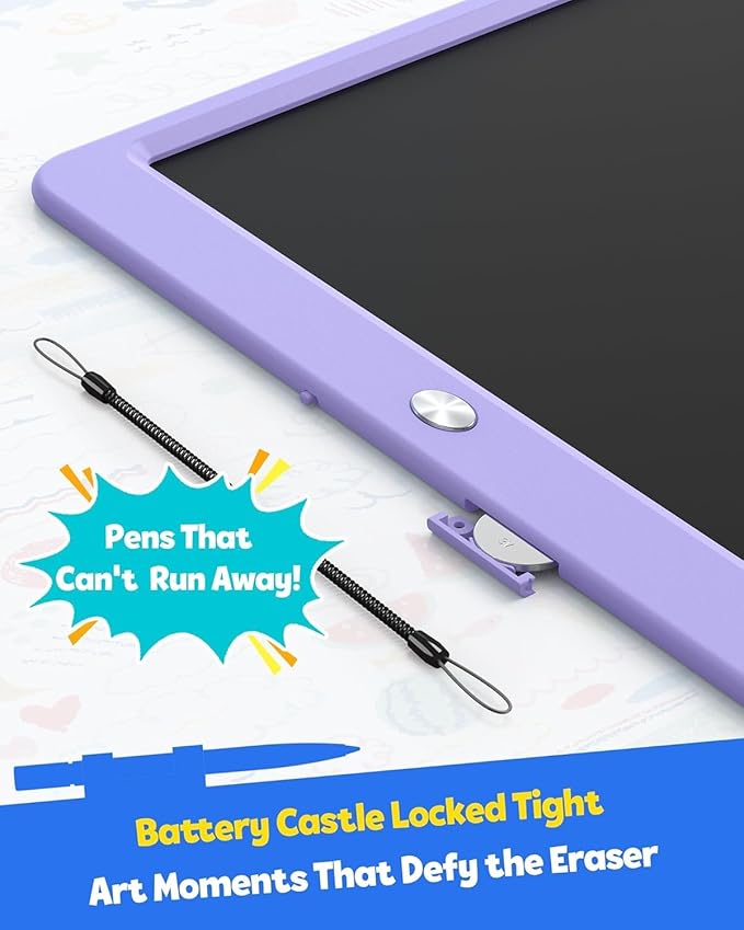 TEKFUN LCD Writing Tablet Doodle Board, 12inch Colorful, Kids Travel Essentials, Kid Toys for 3 4 5 6 7 8 Year Old Girls Boys (Purple)