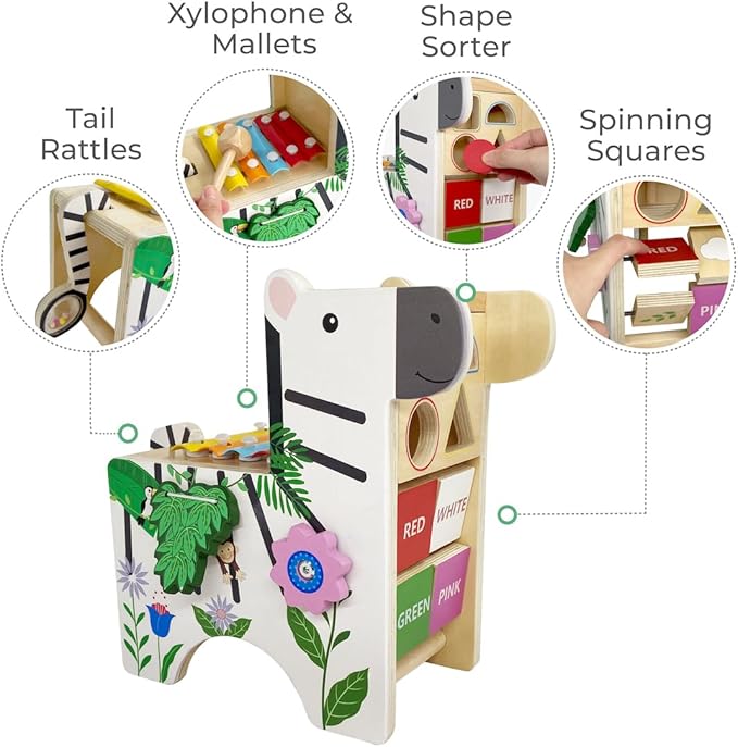 Teamson Kids Zebra Learn & Play Activity Center for Toddlers with Xylophone