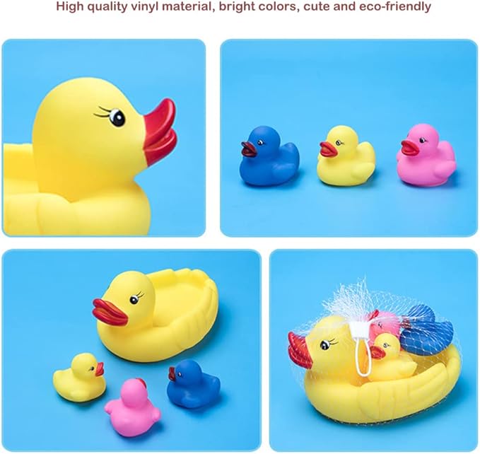 Bath Duck Toys Rubber Ducks Family Squeak and Float Duckies Baby Shower Toy Party Decoration for Toddlers Boys Girls (Colorful Duck Family)