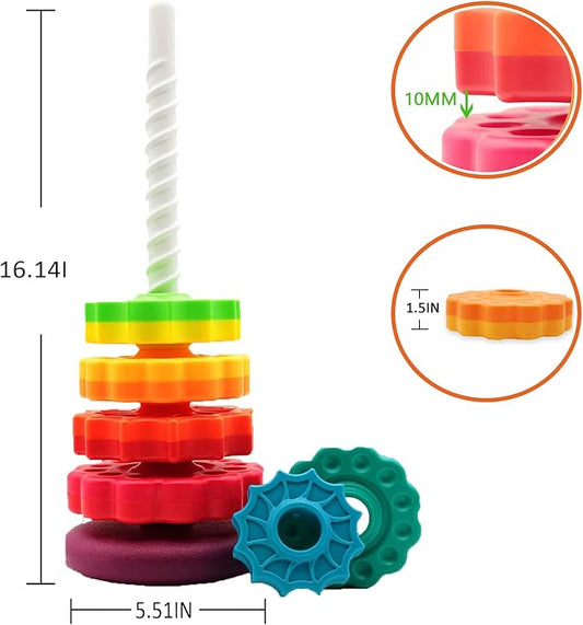 Baby Spin Stack Toy,Premium Stacking Toy for Kids, Spinning Stacking Toy for Babies and Toddlers,Educational Toddler Learning Toy,Baby 1 2 3 Birthday Gifts,Autism Sensory Spinning Toy