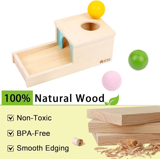 Adena Montessori Wooden Toy for 6-12 Month Baby 3 Balls,Sorting and Stacking Colorful Learning Education Toy for Toddler Kid 1-2 Year Old, Preschool Developmental Girl and Boy Gift