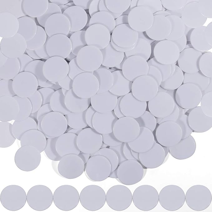 Coopay 1-1/5 inch Plastic Learning Counters Disks Bingo Chip Counting Discs Markers for Math Practice and Poker Chips Game Tokens, 200 Pieces(White)