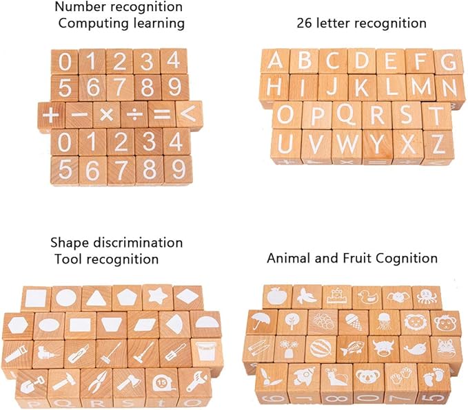 Wooden Blocks,ABC Building Blocks,Wooden Alphabet Baby Blocks,Counting & Building Block Set,Blocks Toys for 3+ Year Old,1.18inch,Gifts