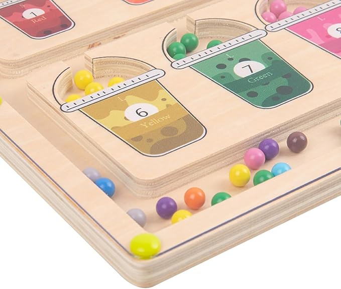 Magnetic Color & Number Learning Game for Toddlers, Montessori Counting Toys with 10 Cups & 55 Candy Balls, Fine Motor Skills Toys for Kids Ages 3 4 5, Preschool Educational (Classic Edition)