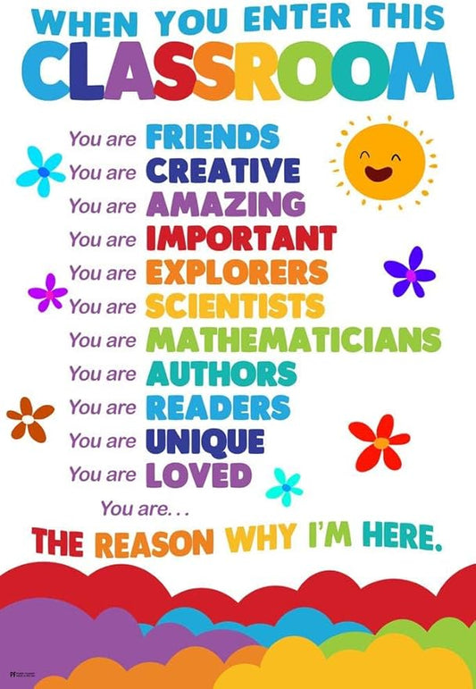 When You Enter This Classroom Educational Rules School Rainbow Classroom Decor Cool Wall Art Print Poster 16x24