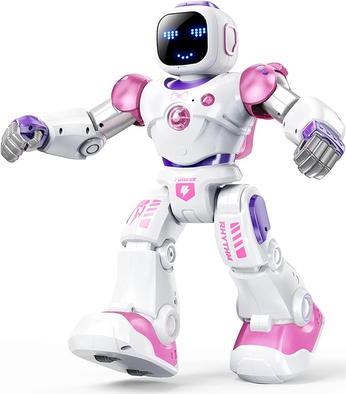 Ruko 1088 Smart Robot Toys for Kids, Large STEM Programmable Interactive RC Robot with Voice Control, App Control, Gifts for Boys & Girls Age 4 5 6 7 8 9, Pink