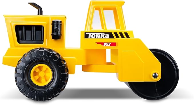 Tonka Steel Classics - Steam Roller - Made with Steel, Yellow Toy Truck, Boys and Girls, Toddlers Ages 3+, Big Construction Truck, Birthday Gift, Holiday, Ages 4+