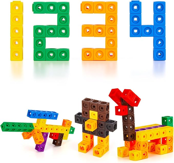 Set of 200 Kids Linking Cubes for Math, STEM Connecting Cubes Math Manipulatives Kids Counting Blocks for Classroom Learning Supplies for Preschool and School Children