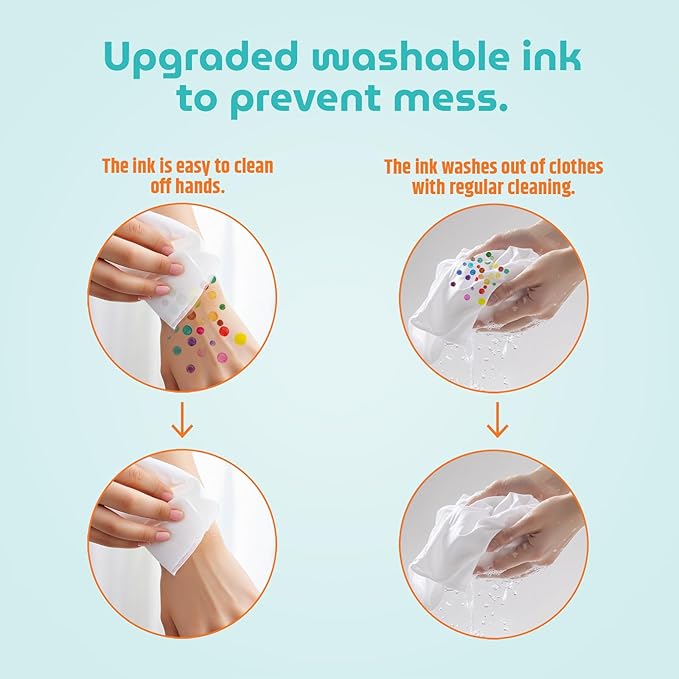 10-Color Washable Dot Markers for Kids, Includes Smock & Activity Sheets, Toddler Stocking Stuffers, Preschool Arts and Crafts Kit for Kids Ages 3-5