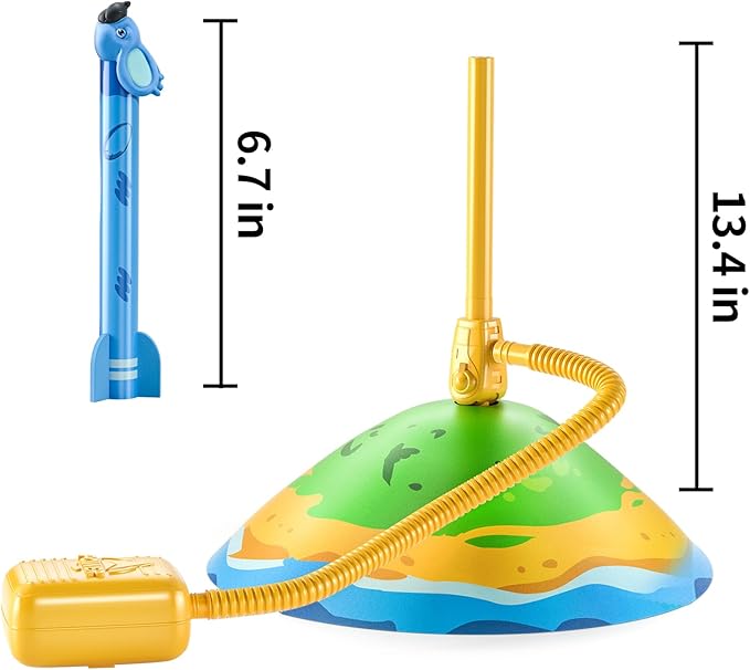 TEMI Dinosaur Rocket Launcher - 6 Dino Rockets, Launch up to 100 ft, Fun Outdoor or Indoor Kids Toy for Boys & Girls Age 3-7, Dinosaur Toy, Birthday Gift for Kids Age 4-8