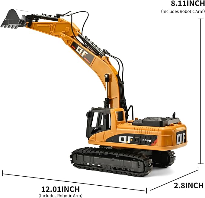 Excavator Toys for Boys 3-5 Year Old,Crawler Excavator Toy with Rotatable Fuselage Workbench and Stretchable Robotic Arm,Digger with Simulated Lights,Digger Toys for Kids 3-5