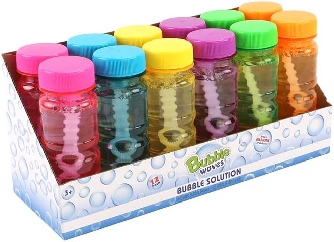 Big Bubble Bottle 24 Pack - 4oz Blow Bubbles Solution Novelty Summer Toy - Activity Party Favor Assorted Colors Set