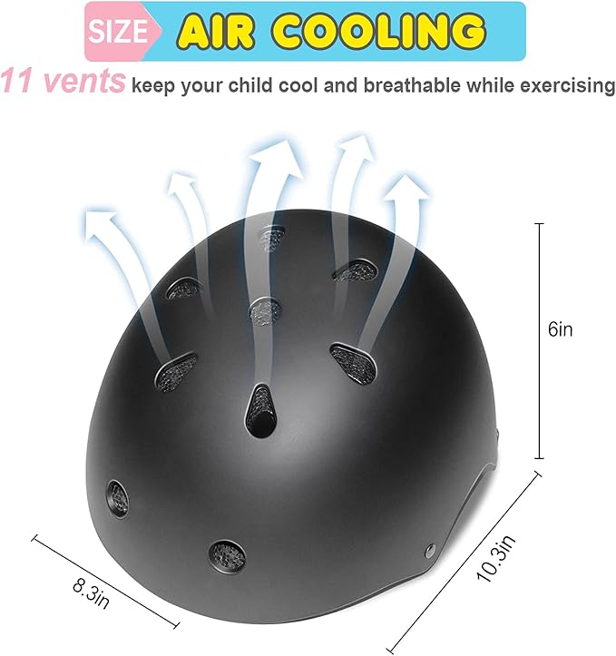 Kids Bike Helmet Set, Adjustable Toddler Helmet for Ages 2-8 Kids with Knee, Elbow & Wrist Pads | Multi-Sport Helmet for Skateboard Cycling Scooter Rollerblading