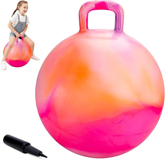 ZOOJOY Clouds Hopper Ball, Hopping Toys for Kids, 20 Inch Bouncy Ball with Handle for Boys Girls Aged 6-12, Inflatable Clouds Bounce Hopper Toy with Pump