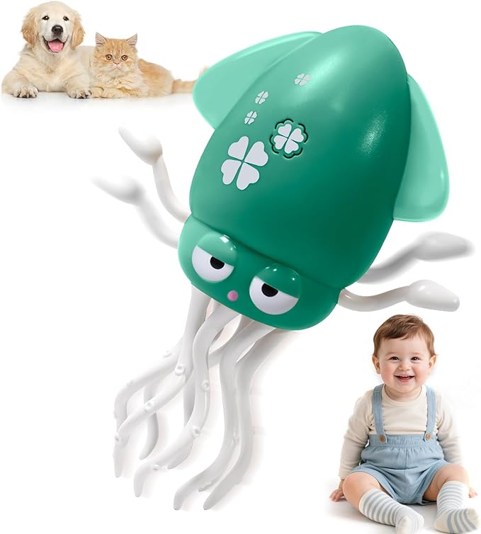 Dancing Octopus Baby Toy - Tummy Time Gift for Babies, Magic Music Dance Light, Infrared Automatic Obstacle Avoidance, Sensor Development Infant Toys Present for Toddler 3-8 Years Old Boy&Girl, Green
