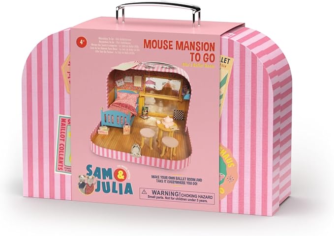 Mouse Mansion to Go – Ella's Ballet Room | DIY Dollhouse in a Suitcase with Wooden Furniture, Bedding & Ballet Accessories | Creative Craft Kit for Kids | Perfect for Travel & Sleepovers