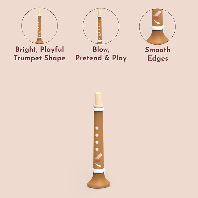 SPEEDY MONKEY Kids Wooden Trumpet for Kids | FSC Certified Piccolo Flute Musical Toy for Toddlers, Bugle Speaker Trumpet for Girls, Boys | Pretend Play Percussion Instruments (Color May Vary)