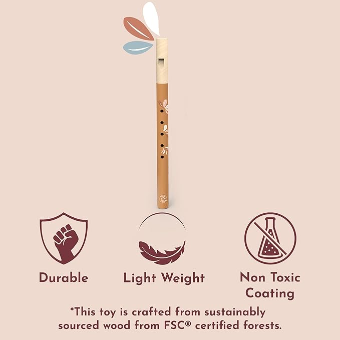 SPEEDY MONKEY Wooden Flute for Kids – Beginner Musical Instrument Toy for Toddlers & Girls – Colorful Pretend Play Musical Toy for Early Learning, Music Education & Fun (Color May Vary)