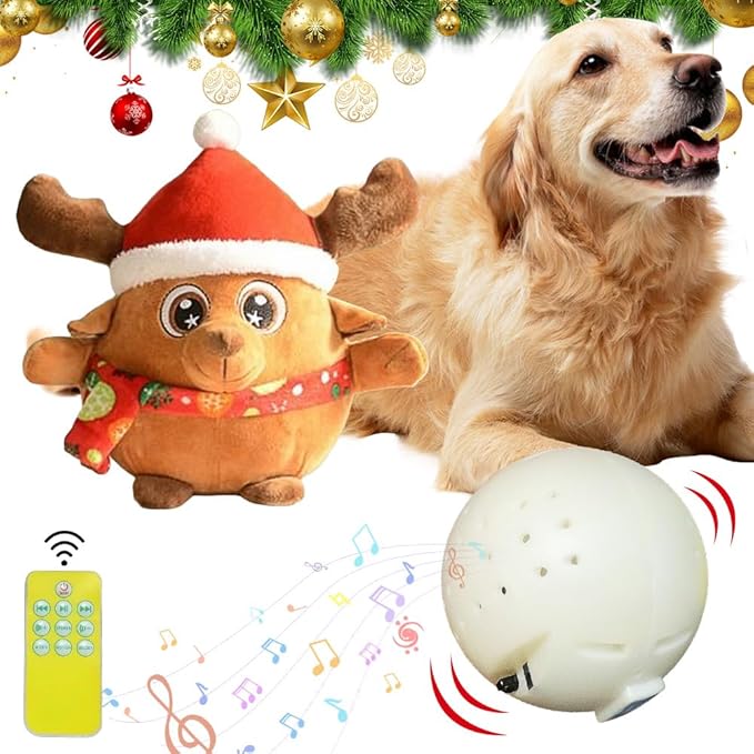 Moving Pet Plush Toys, USB Rechargeable Interactive Dog Toys, Moving Plush Squeaky Toys for Small Medium Large Dogs (Brown)