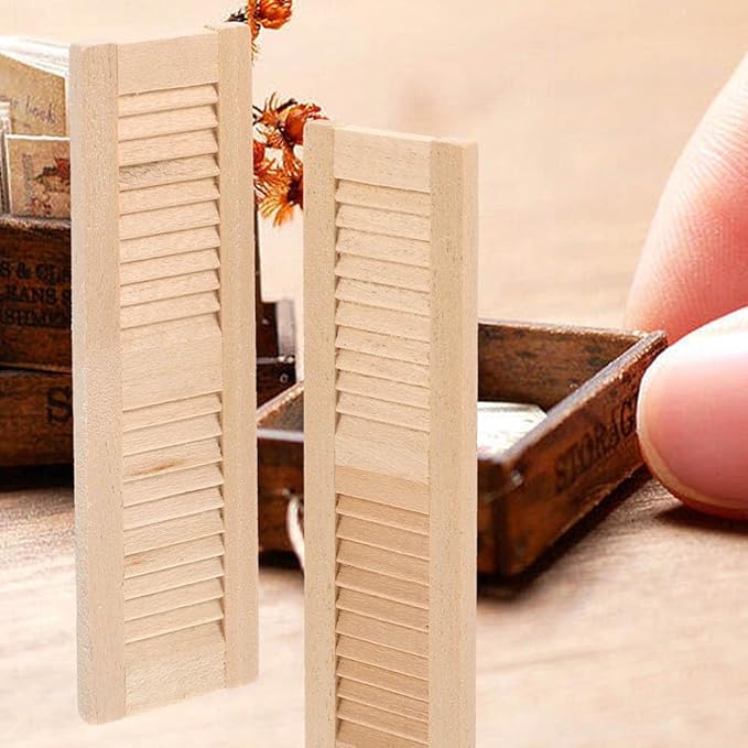 4pcs Miniature Shutters Window: 1:12 Scale Mini Window Shutter Dollhouse Window Shutter Model Tiny Shutters