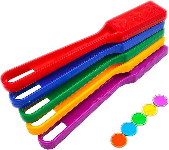 Magnetic Bingo Wand, 5-Pack & 500 Metal Chips, 5 Colors - Large Group Game, Family Night, Sensory Activity, Educational Science Tool