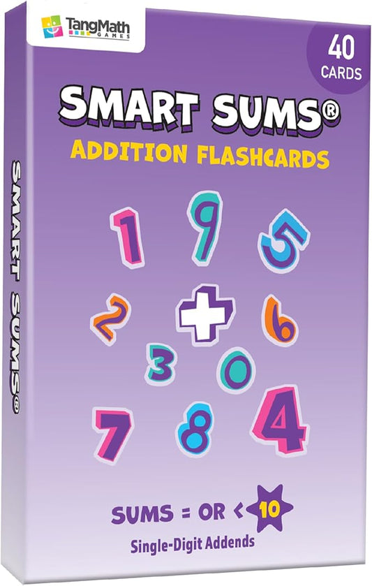 Smart Sums Addition Flash Cards – Single-Digit Addends, Sums to 10, Visual Math Clues & Rhymes for Kids Ages 4–7