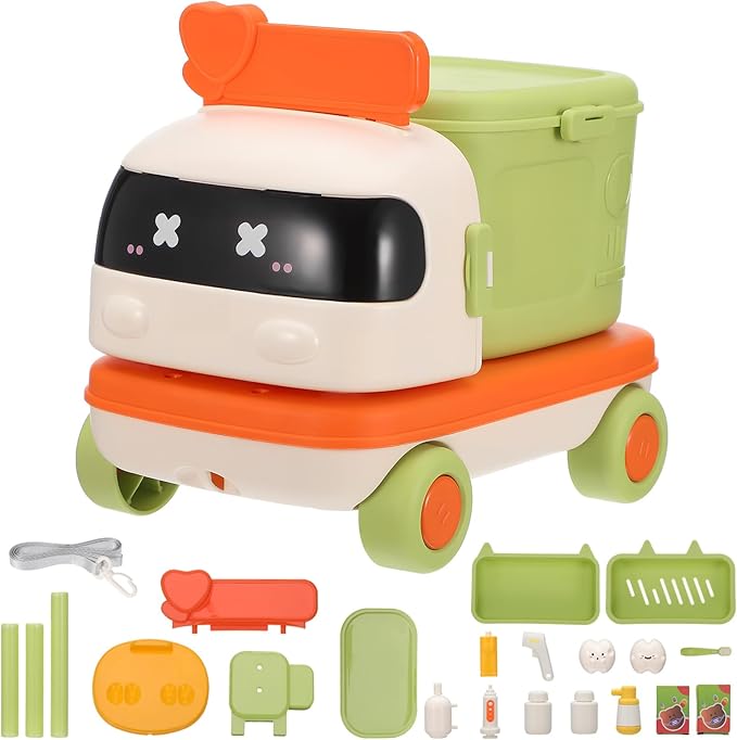 ERINGOGO 1set Boy Girl Doctor Kit with Storage Interactive Pretend Play Medical Tools for Toddlers Transformable Design into Car Toy Rich Accessories for Imaginative Role Play