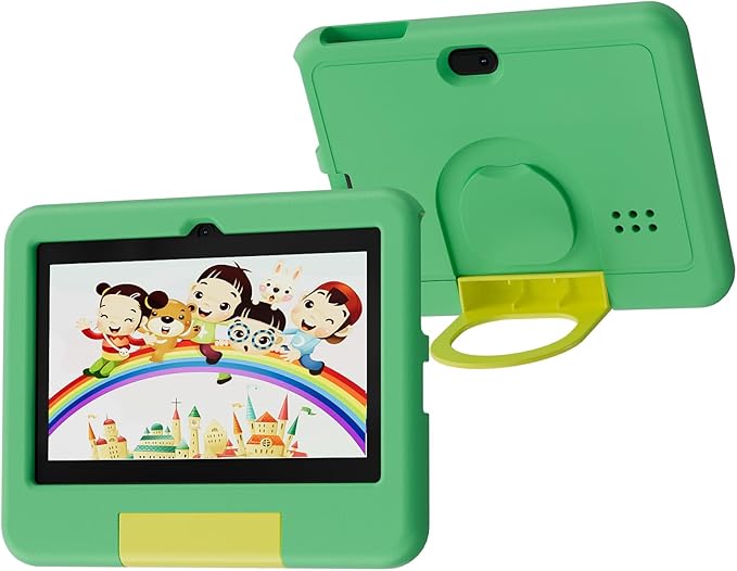 Kids Tablet, 7 inch Android Tablet for Kids, 4GB RAM 32GB ROM 1TB Expand, Toddler Tablets with Parental Control, IPS Screen, Dual Camera, Educational, Games, Shockproof Case for Boys/Girls (Green)