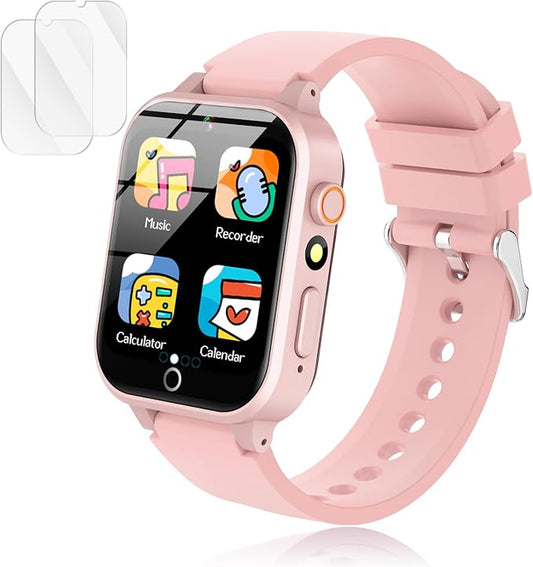 Luyiilo Kids Games Watch, with 26 Puzzle Games, Touch Screen, HD Camera, Alarm Clock, Toys for Ages 4-12 Years Old.Birthday Gift for Boys Girls (Soft Pink)