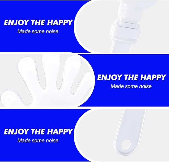 36 Pcs Hand Clappers Noisemakers 7.5 Inch Clappers Noisemakers Plastic Hand Clappers for Birthdays Game Football Sporting Events Cheers Supplies Dance Basketball Football Noisemakers（White）
