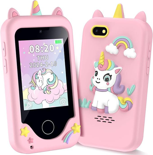 Kids Phone for Girls Boys, Touchscreen Toddler Smartphone Learning Toy, 3-10 Year Old Christmas Birthday Gift, Play Cell Phone With Camera, Games, Music, 8GB Card
