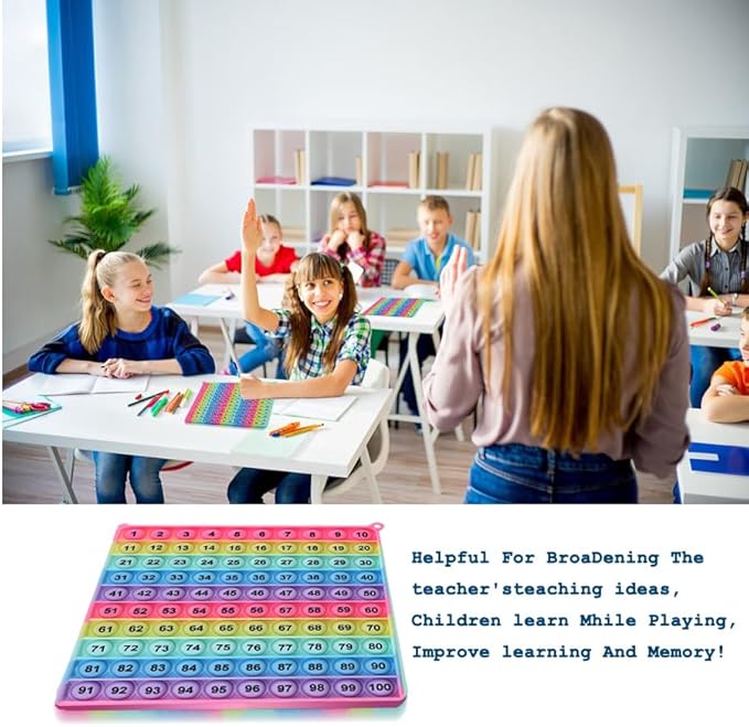 Number Game P0PP Math Toy, Exercise Children's Logical Thinking, Relieve Stress, Fidget Game for Teachers to Create a Variety of Math Operations [1-100 Number Table]