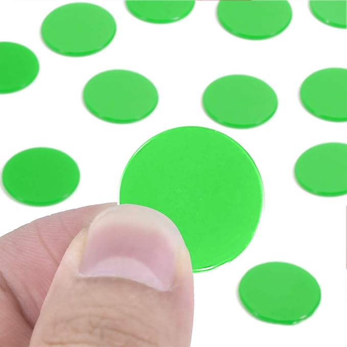 Coopay 1-1/5 inch Plastic Learning Counters Disks Bingo Chip Counting Discs Markers for Math Practice and Poker Chips Game Tokens, 200 Pieces(Green)