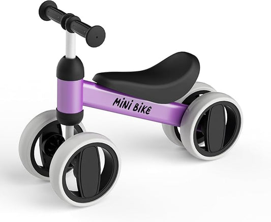 SIMATE Balance Bike Toys for 1 Year Old Boys Girls, 12-24 Month Toddler Ride on Toys, 4 Silent Wheels & Soft Seat, First Birthday Gifts for Baby Girls Boys