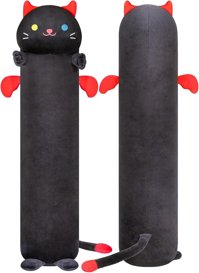 Mewaii Long Cat Plush 5 Sizes, 120% Extra Filling Giant Plushness Kids Body Pillow, Kawaii Cute Black Cat Stuffed Animals Plushies, Big Long Body Pillow Cat Plush Gift for Girls 44”