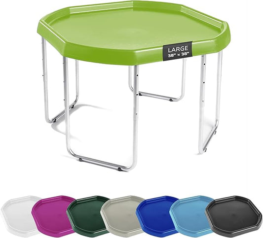 MEKA Large 38"x38" Tuff Tray Set Green, Activity Sensory Tray Plus Stand Children, Outdoor Play Sand and Water Table for Toddlers and Kids, Toy Boys Girls