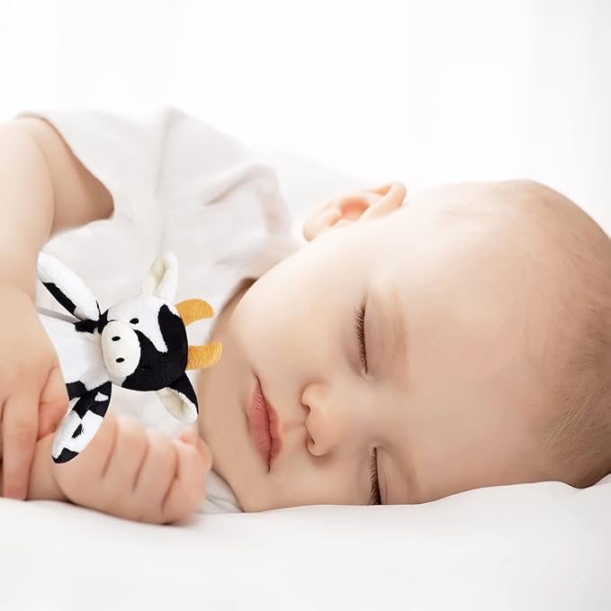 Baby Cow Soft Stuffed Animal Security Blanket, Plush Cow Character Lovey Blanket, Baby Shower/Nursery Gift, Newborn Infant Toddler Snuggle Blankie for Boys Girls, Orange Horns, 18 Inches