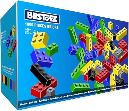 1000 Pieces Building Blocks, Bulk Classic Building Bricks Toy, Big Box of Basic Bricks, Compatible with Major Brands, Educational Construction Toys & Gifts for Kids 4+