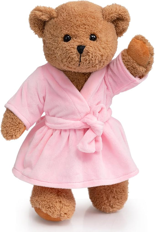 HollyHOME Pajama Bear Get Well Soon Teddy Bear in Bathrobe Plush Toy Birthday Bedtime Gift for Girls 16 inches