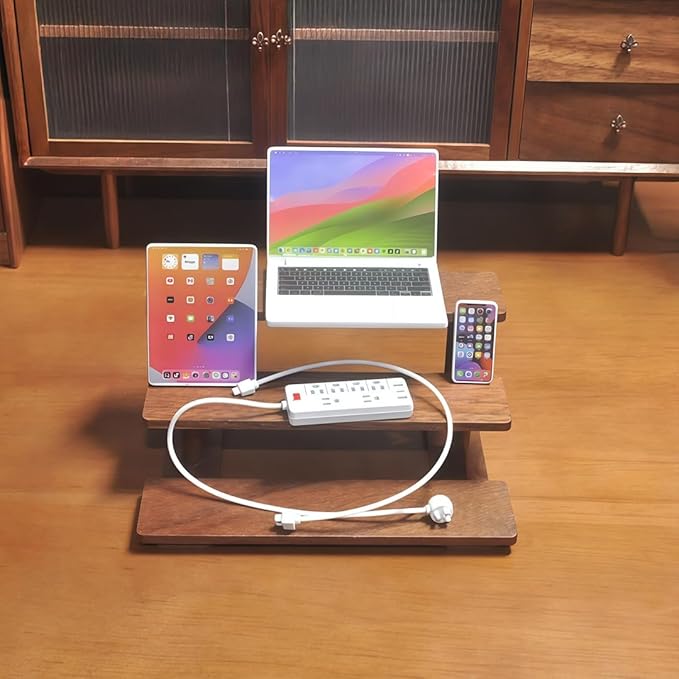 Miniature Electronics Set for Dollhouses: 1:6 Scale Metal Smartphone, Tablet, Laptop & Socket - Doll Accessory Compatible with 1:12 Scale Miniatures - 5 Color Variants (White)