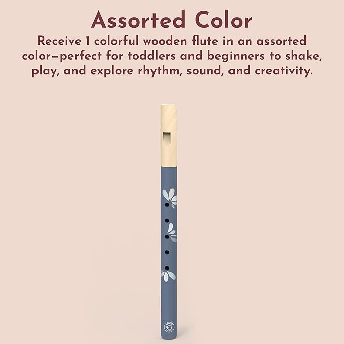 SPEEDY MONKEY Wooden Flute for Kids – Beginner Musical Instrument Toy for Toddlers & Girls – Colorful Pretend Play Musical Toy for Early Learning, Music Education & Fun (Color May Vary)