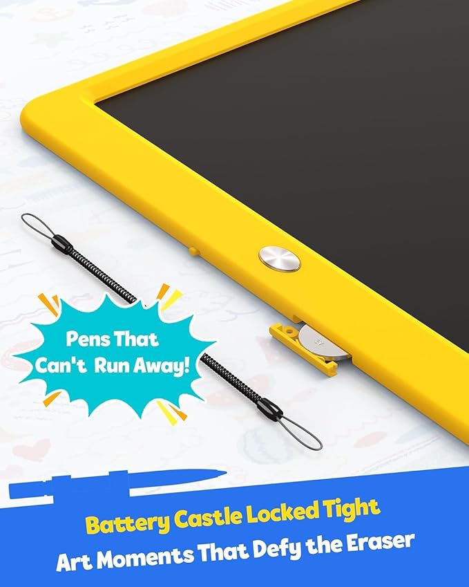 TEKFUN LCD Writing Tablet, 16inch Colorful Drawing Tablet Writing Pad, Kids Travel Essentials, Kids Toys for 3 4 5 6 7 8 Year Old Girls Boys (Yellow)