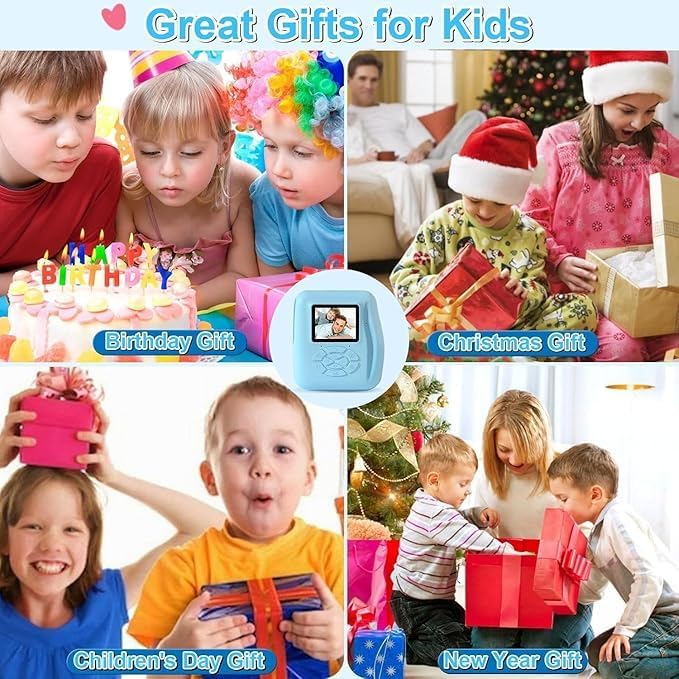 GKTZ Kids Digital Camera with 32GB SD Card - Toddler Instant Print Camera with 2.4" IPS HD Screen, 1080P, 2000mAh Battery - Christmas & Birthday Gifts for 3-12 Year Old Boys and Girls, Blue